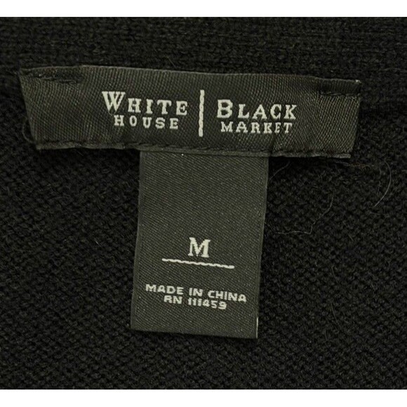 White House Black Market Cardigan Sz M Black Ruffle Open Front Rabbit Hair Wool - Picture 10 of 10